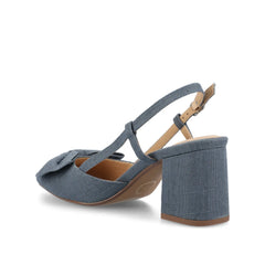 Tailyynn Slingback Block Heels in Statement Denim