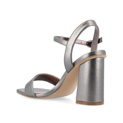 Tivona Strappy Block Heels in Vegan Leather - Pewter