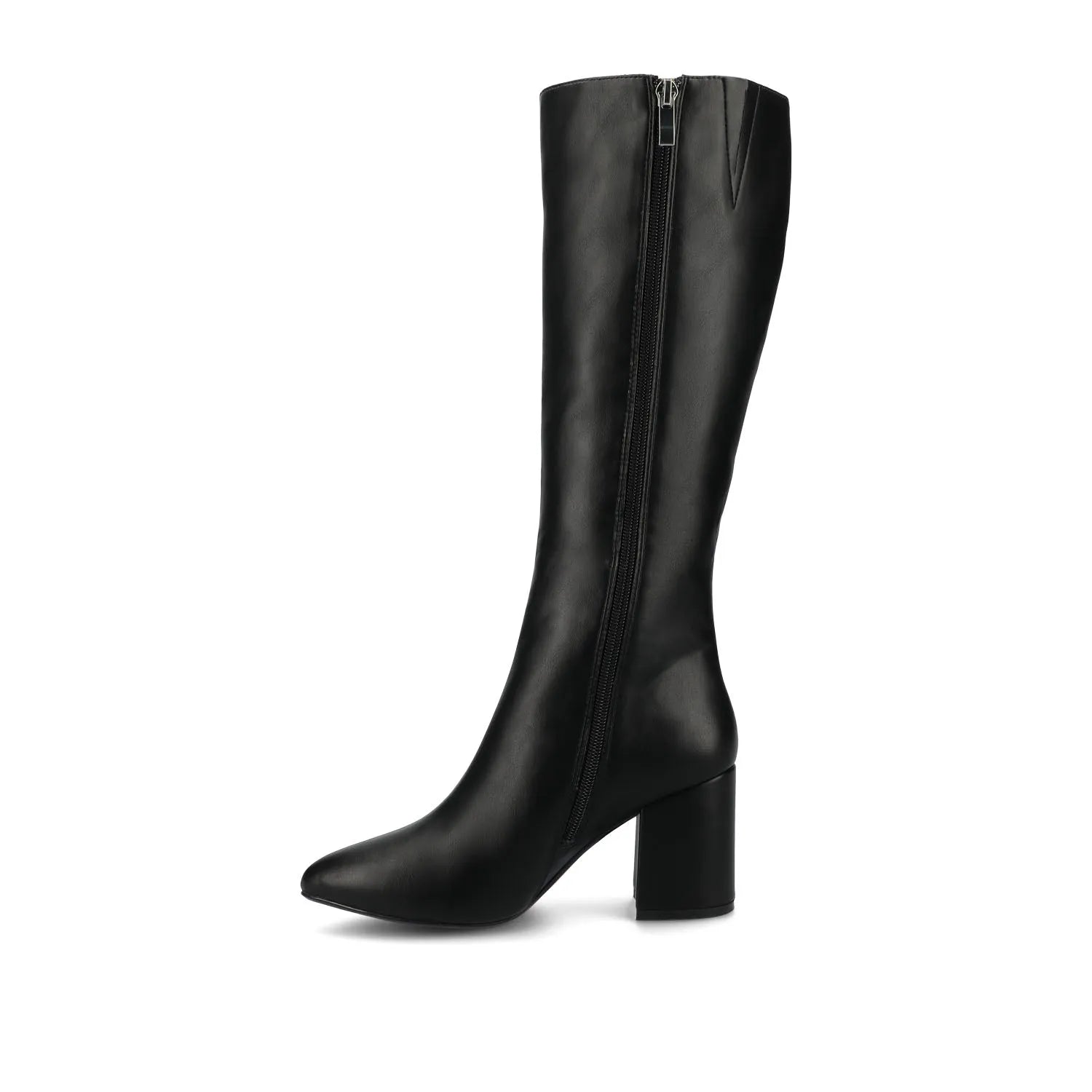 AMEYLIA Knee-High Boots in Extra Wide Calf - Black PU