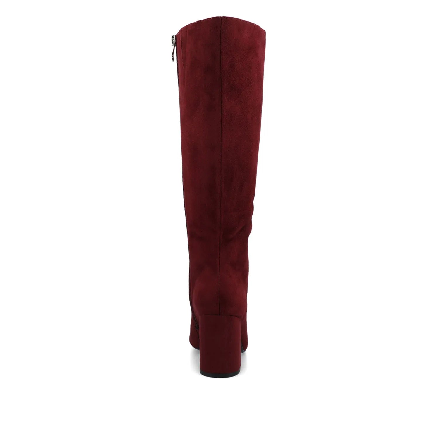 AMEYLIA Wide Calf Knee-High Boots in Oxblood Faux Suede