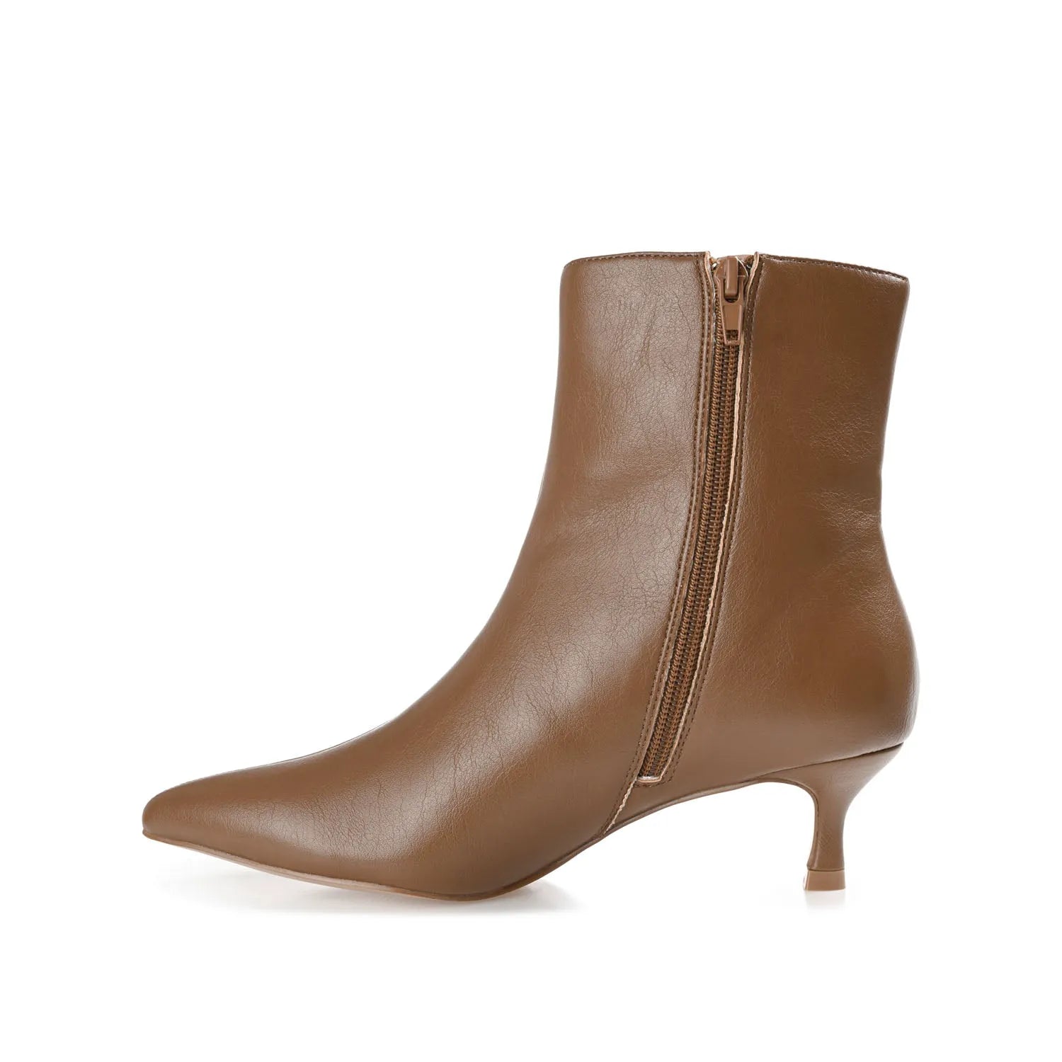 ARELY Wide Fit Pointed Toe Booties in Brown PU