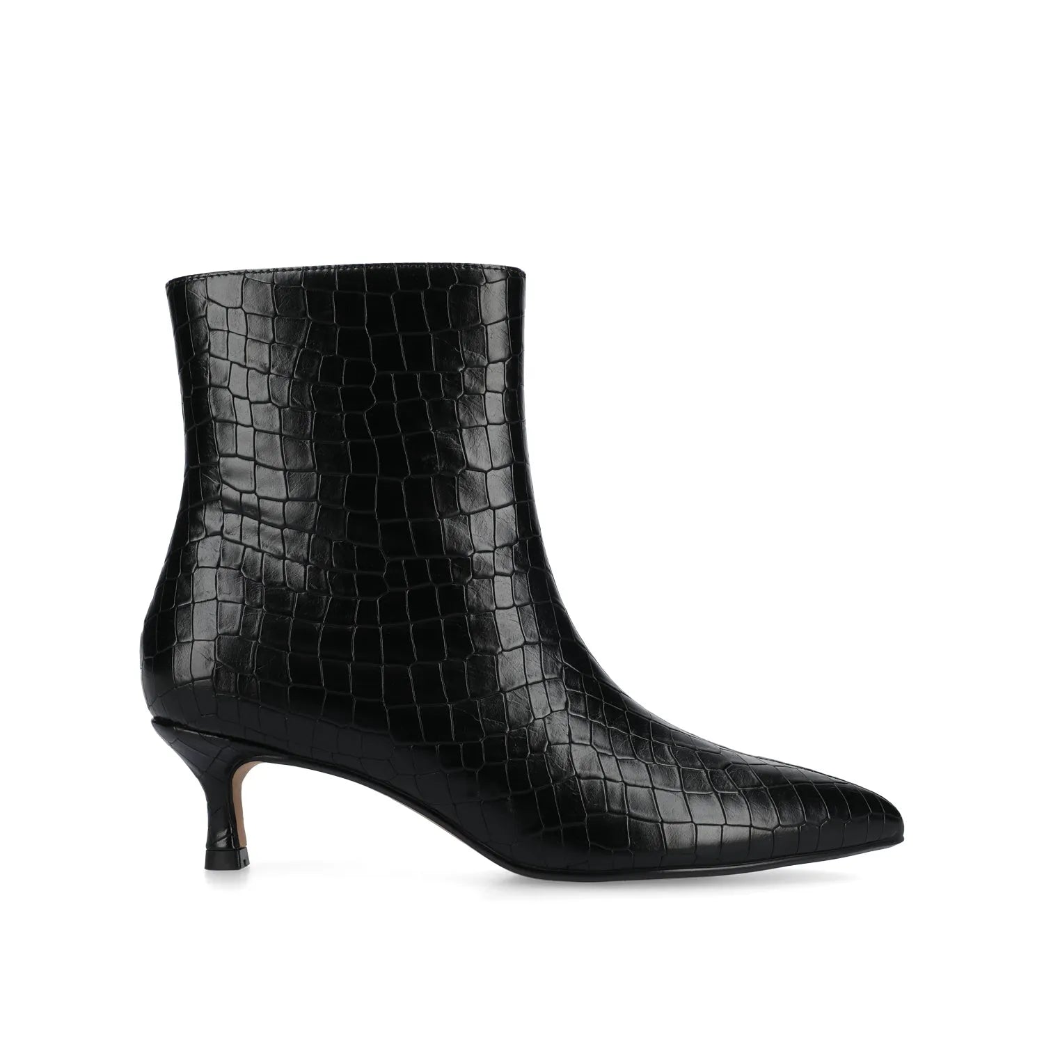 Arely Pointed Toe Booties in Black Croco