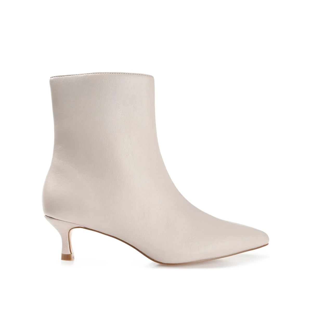 ARELY Wide Calf Pointed Toe Booties in Stone PU