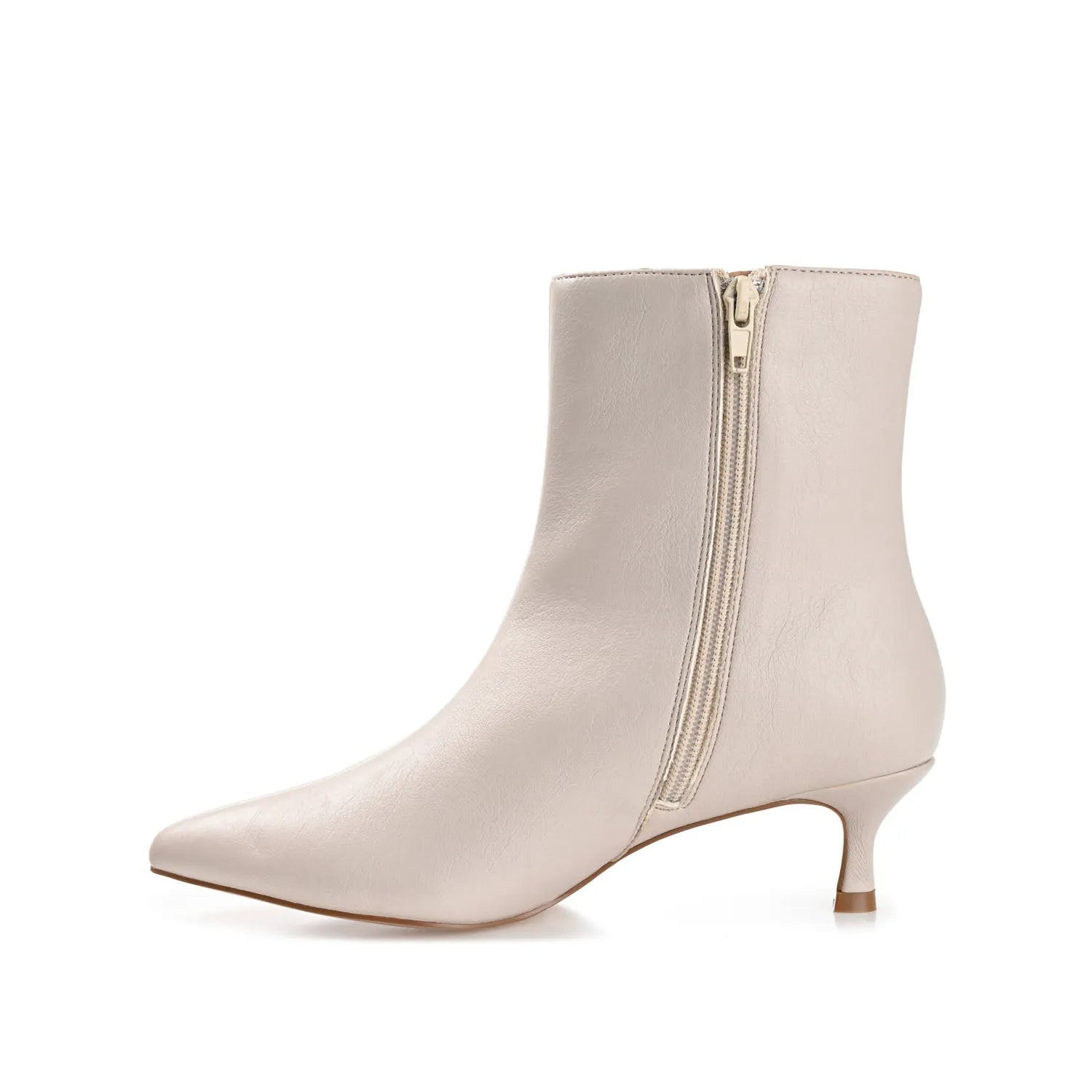 ARELY Wide Calf Pointed Toe Booties in Stone PU