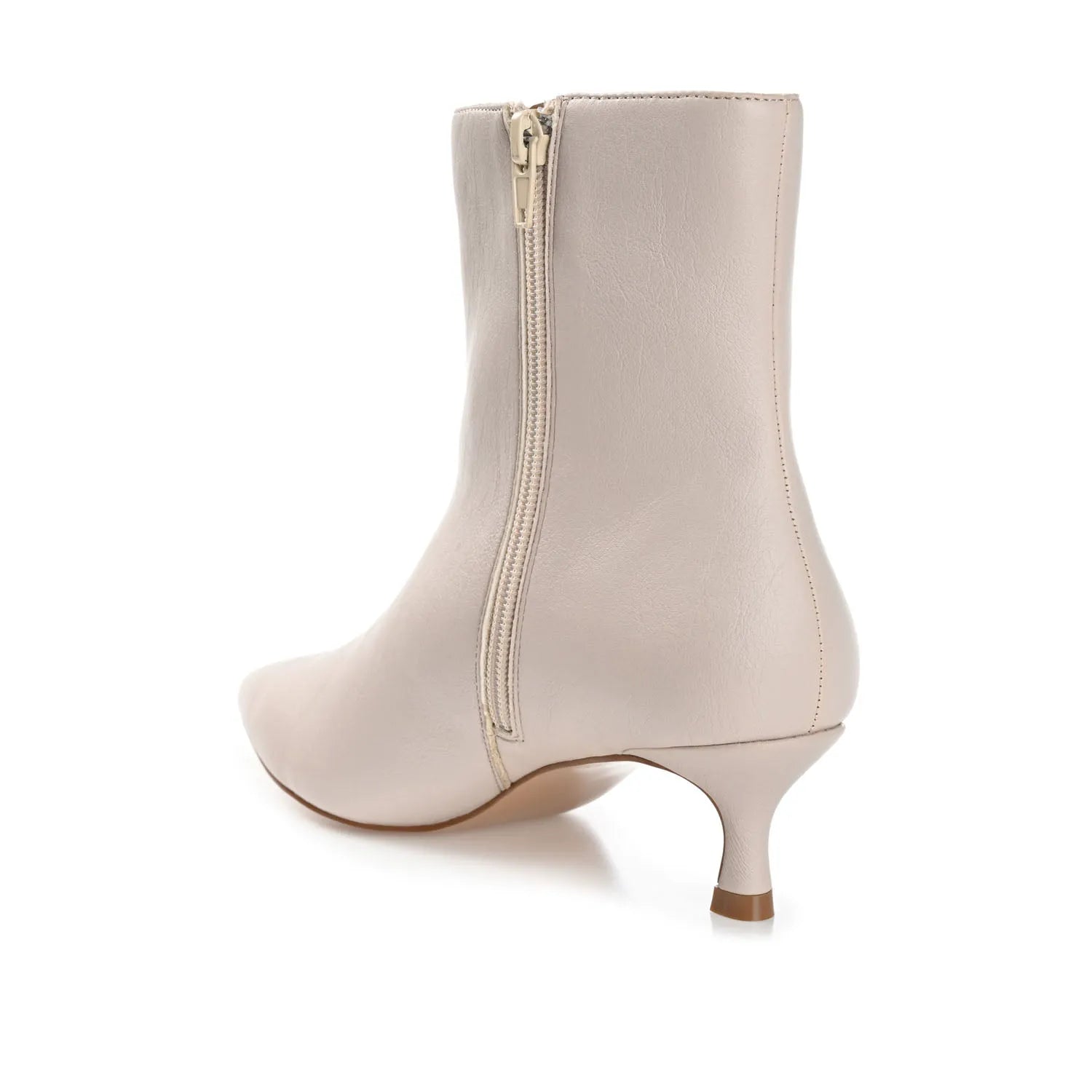 ARELY Wide Calf Pointed Toe Booties in Stone PU