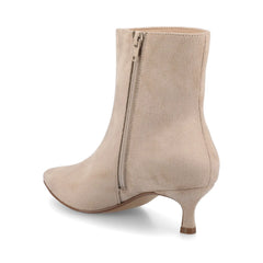 ARELY Pointed Toe Booties in Taupe Suede