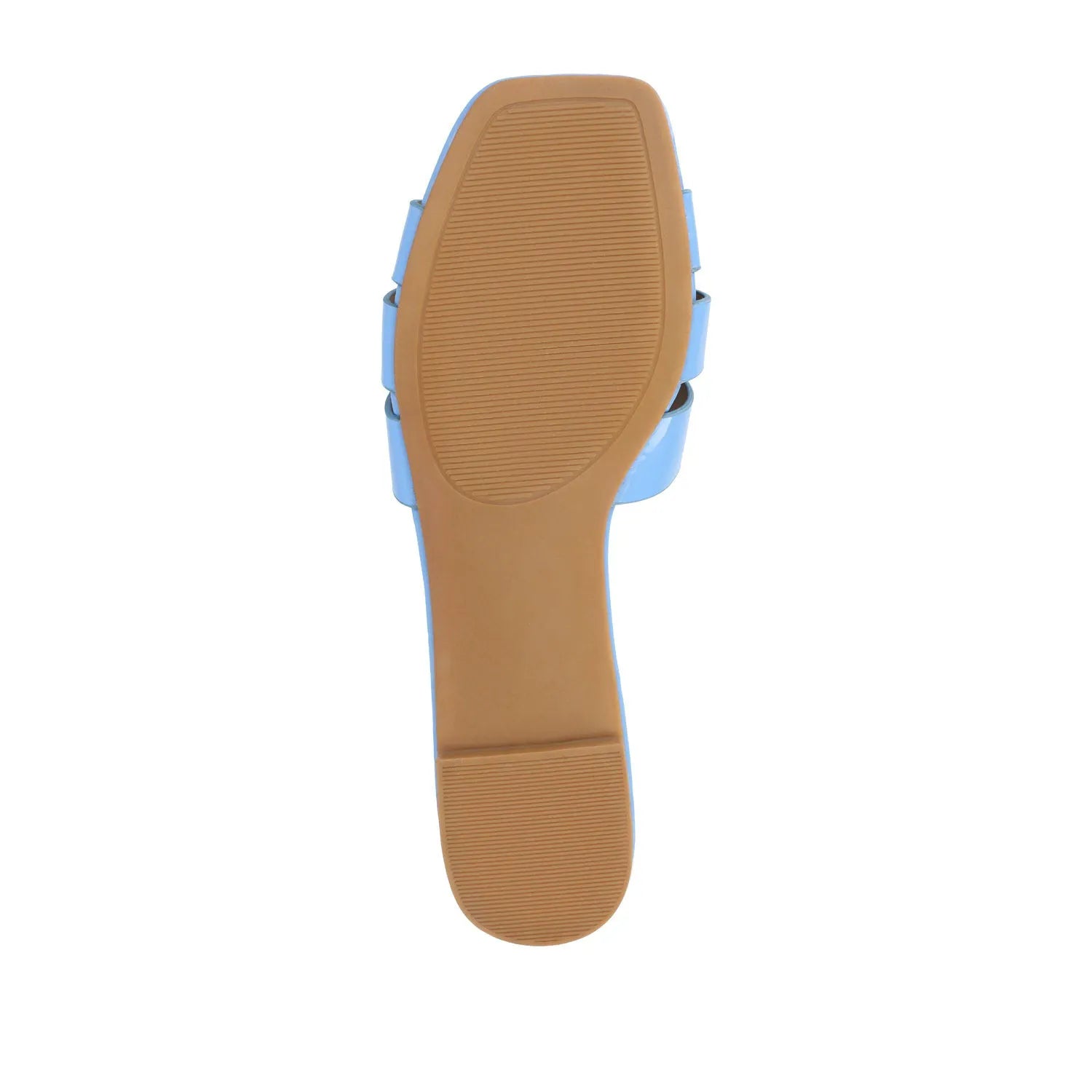 ARRINA Statement Patent Slide Sandals in Wide - Blue Patent
