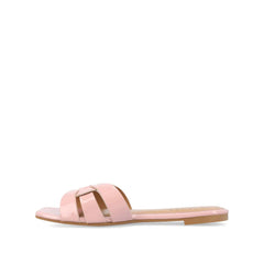 ARRINA Wide Patent Slide Sandals in Blush