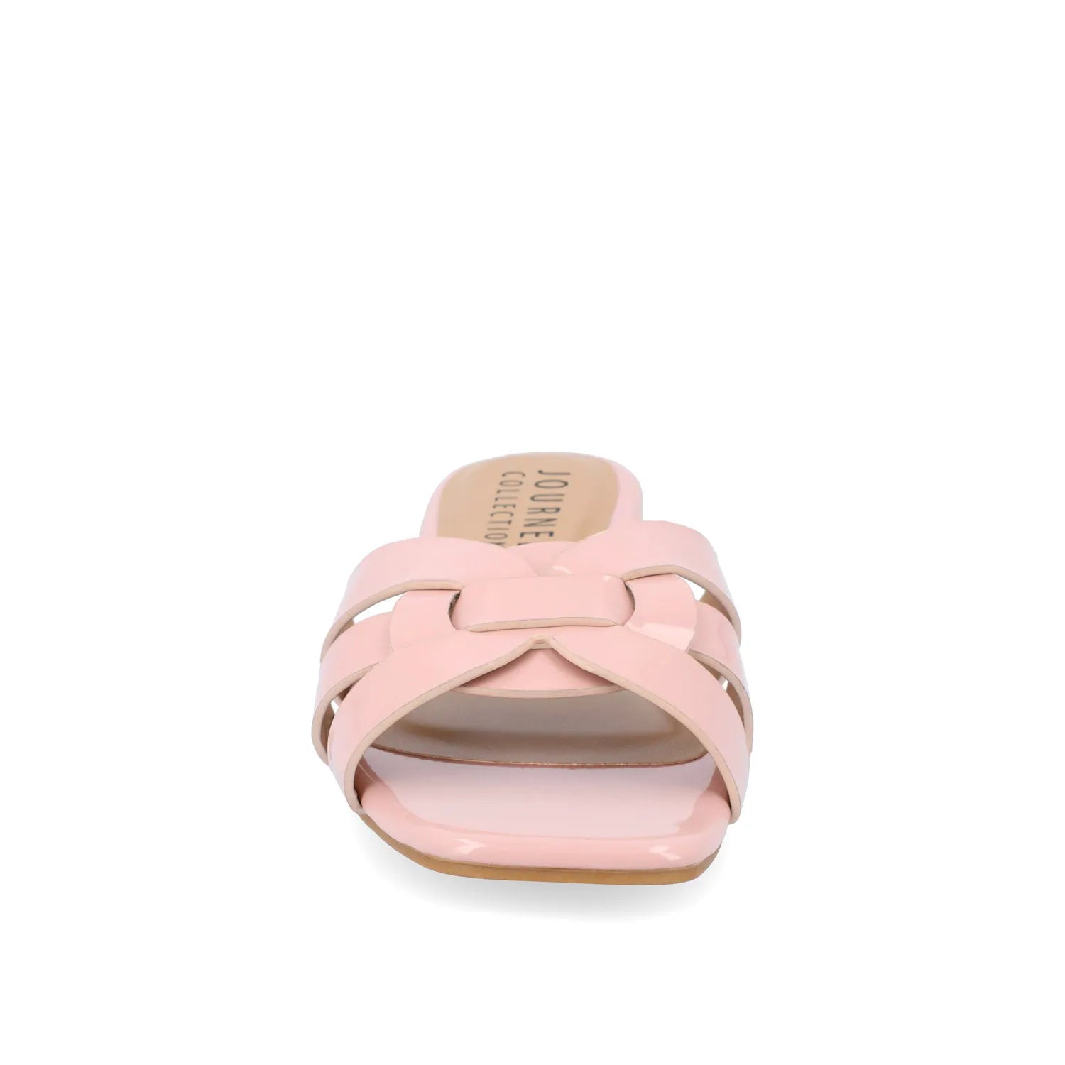 ARRINA Wide Patent Slide Sandals in Blush