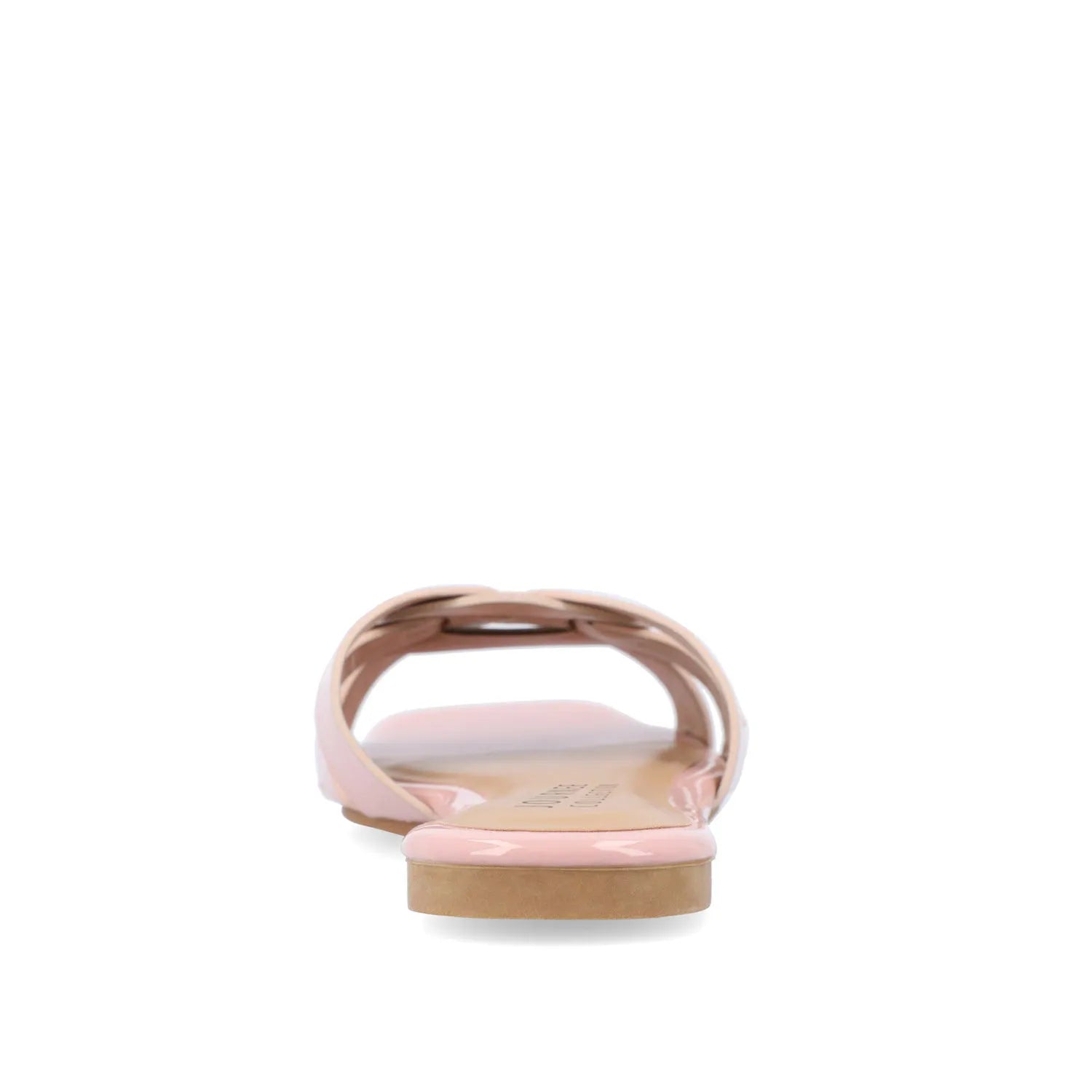 ARRINA Wide Patent Slide Sandals in Blush