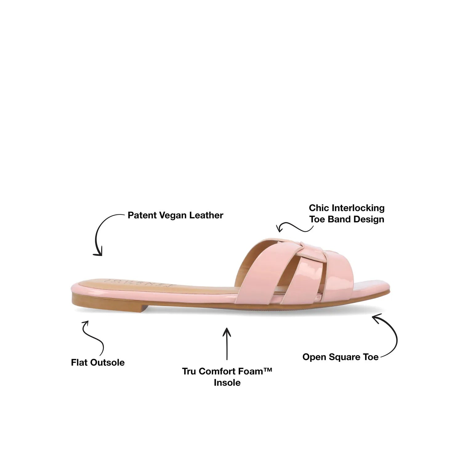 ARRINA Slide Sandals in Statement Patent - Blush Patent