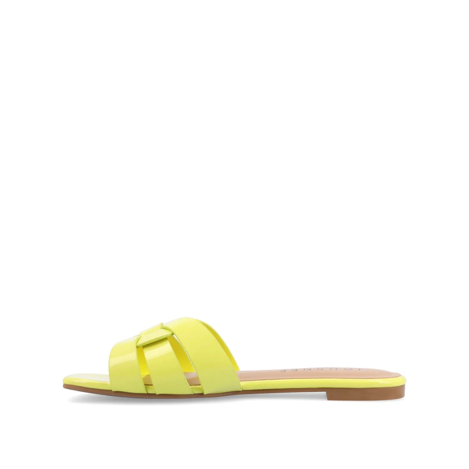 ARRINA Statement Patent Slide Sandals in Wide - Yellow Patent