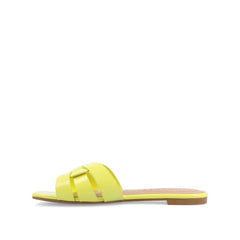 ARRINA Statement Patent Slide Sandals in Wide - Yellow Patent