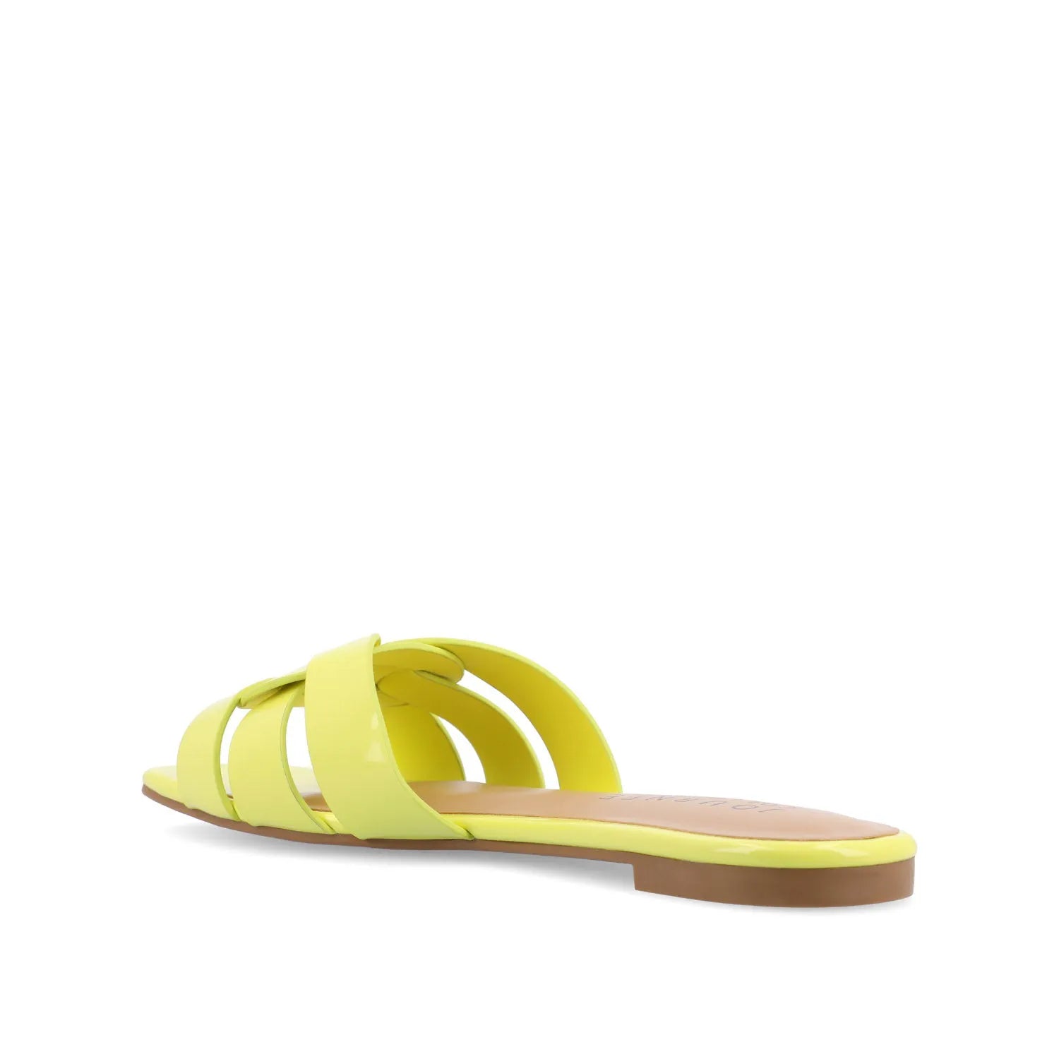 ARRINA SLIDE SANDALS IN STATEMENT PATENT - Yellow Patent