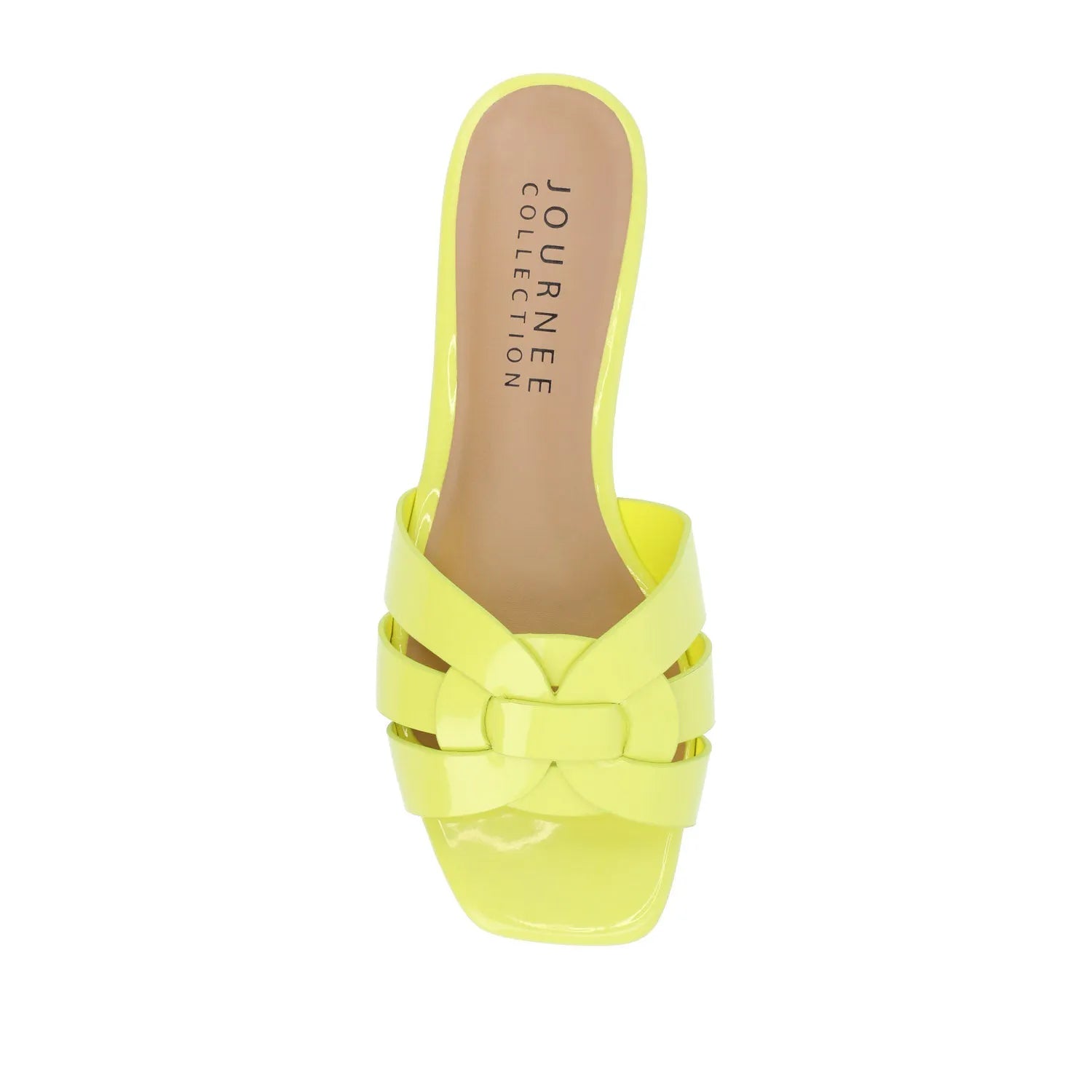 ARRINA Statement Patent Slide Sandals in Wide - Yellow Patent