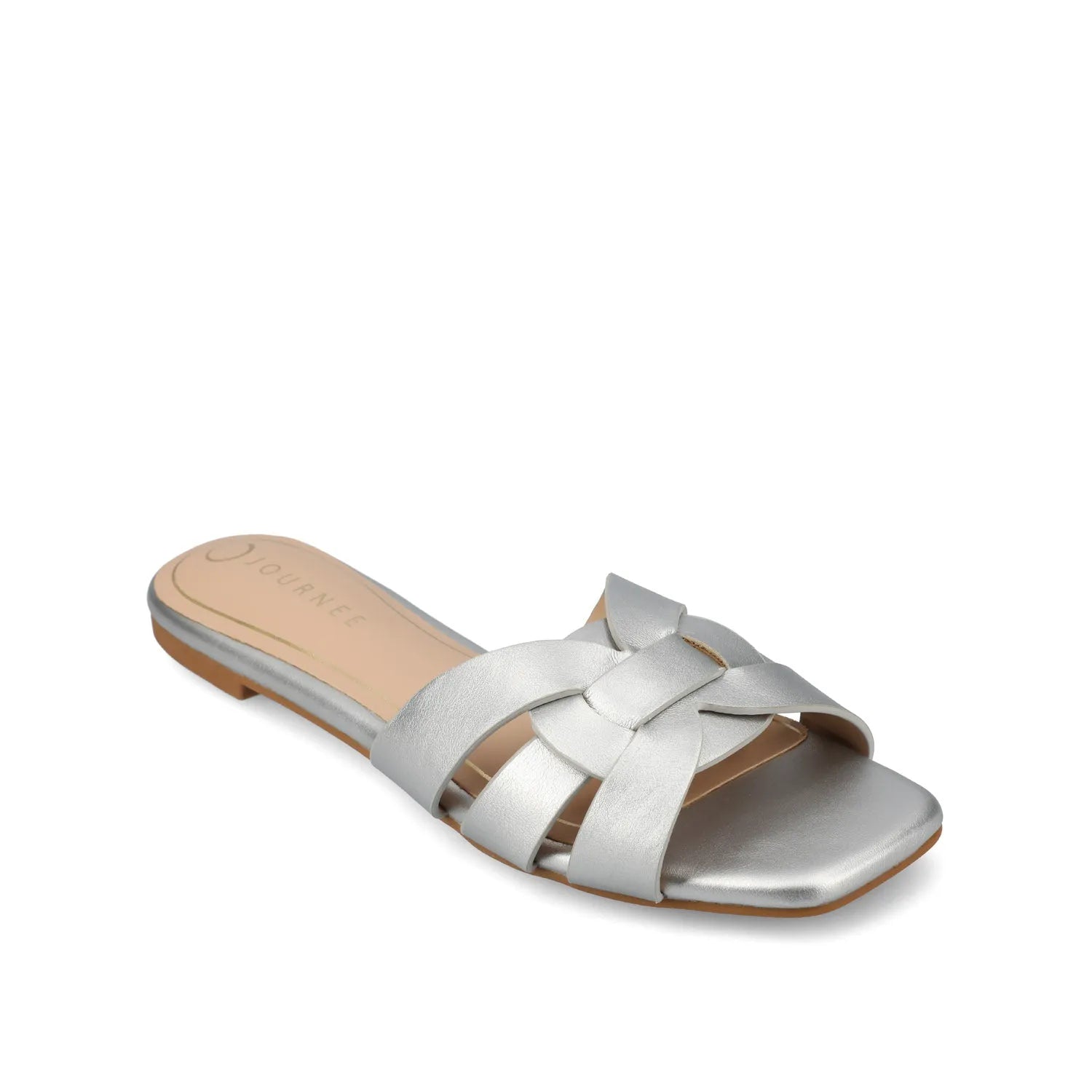 ARRINA Slide Sandals in Basic Patent - Silver PU