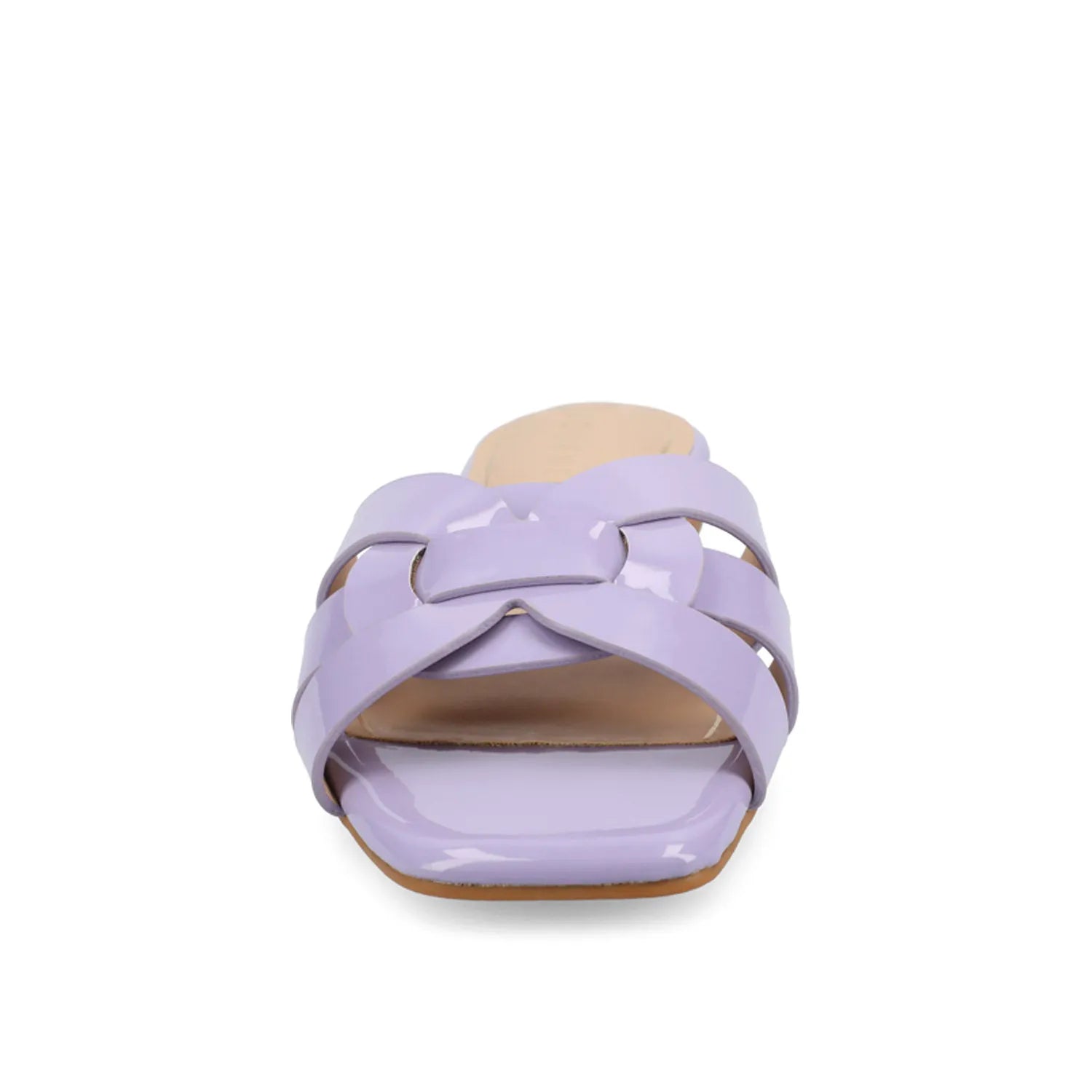 ARRINA Statement Patent Slide Sandals in Wide - Lilac Patent