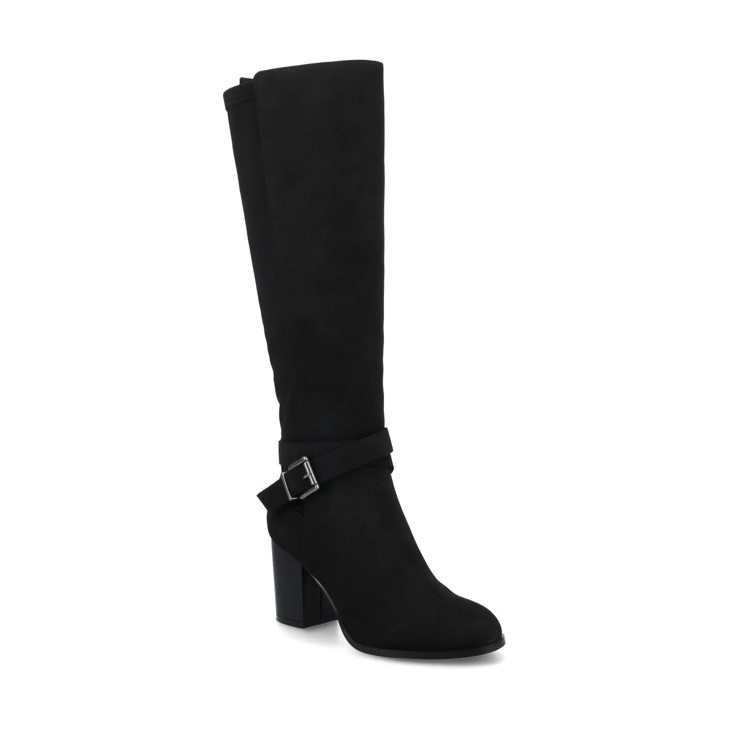 Avalonn Knee-High Dress Boots in Black Suede