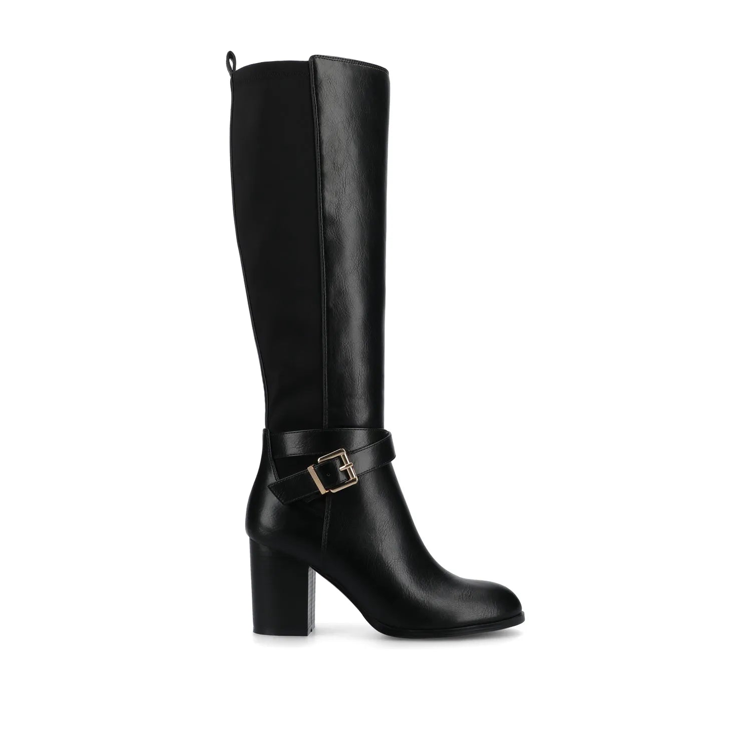 Avalonn Knee-High Wide-Calf Dress Boots in Black