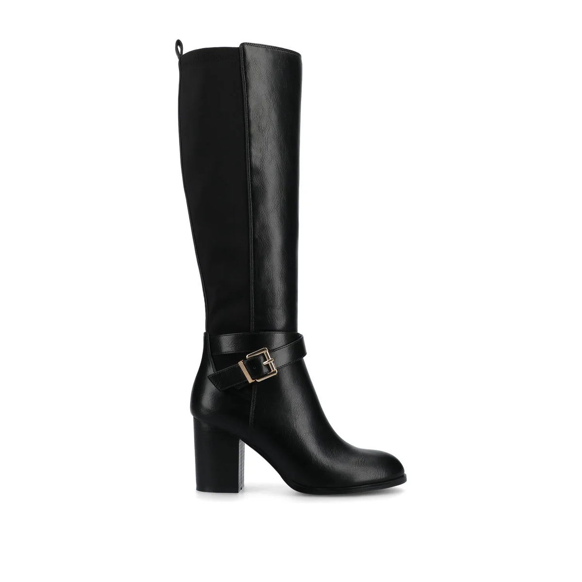 Avalonn Knee-High Wide-Calf Dress Boots in Black