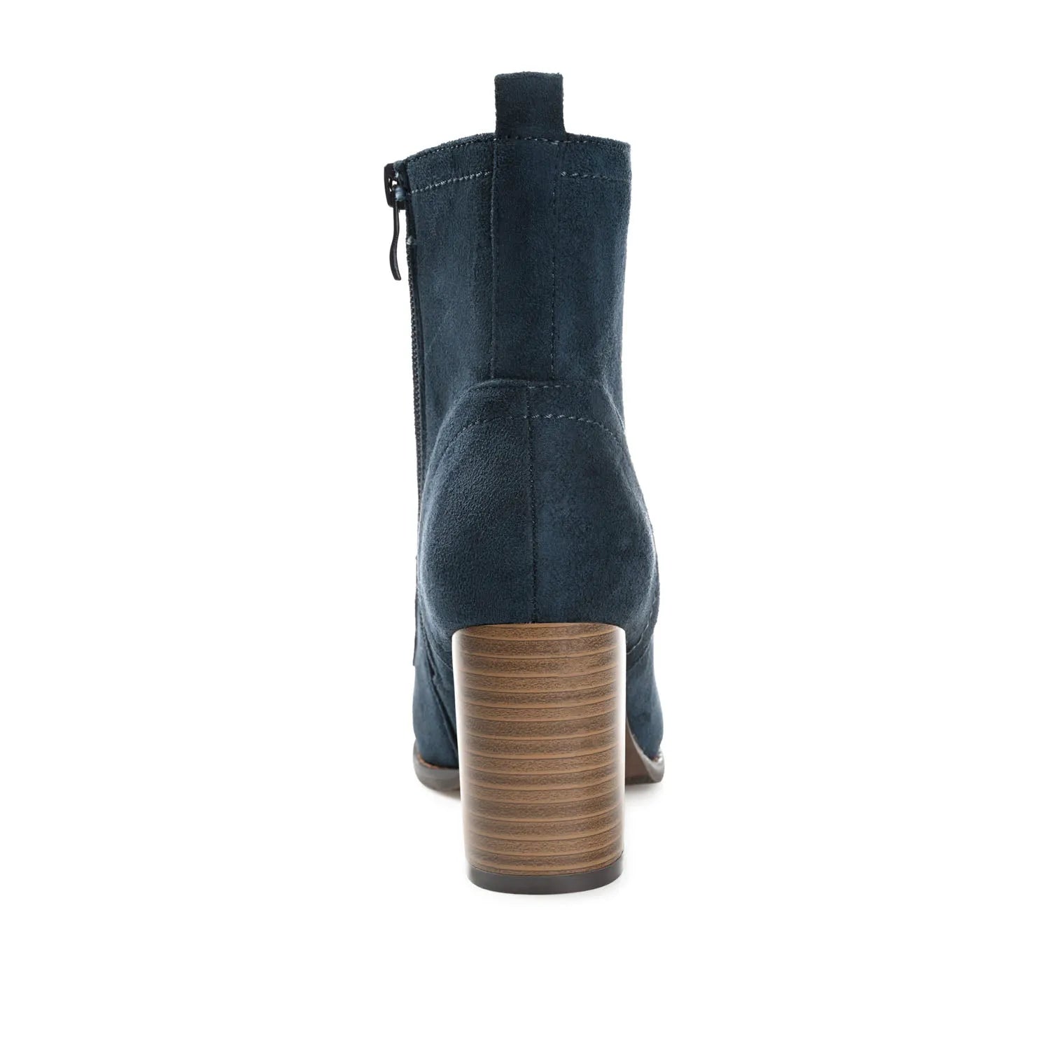 BAYLOR Wide Calf Lace-Up Booties in Navy Faux Suede