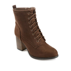 BAYLOR Lace-Up Booties in Faux Suede - Brown