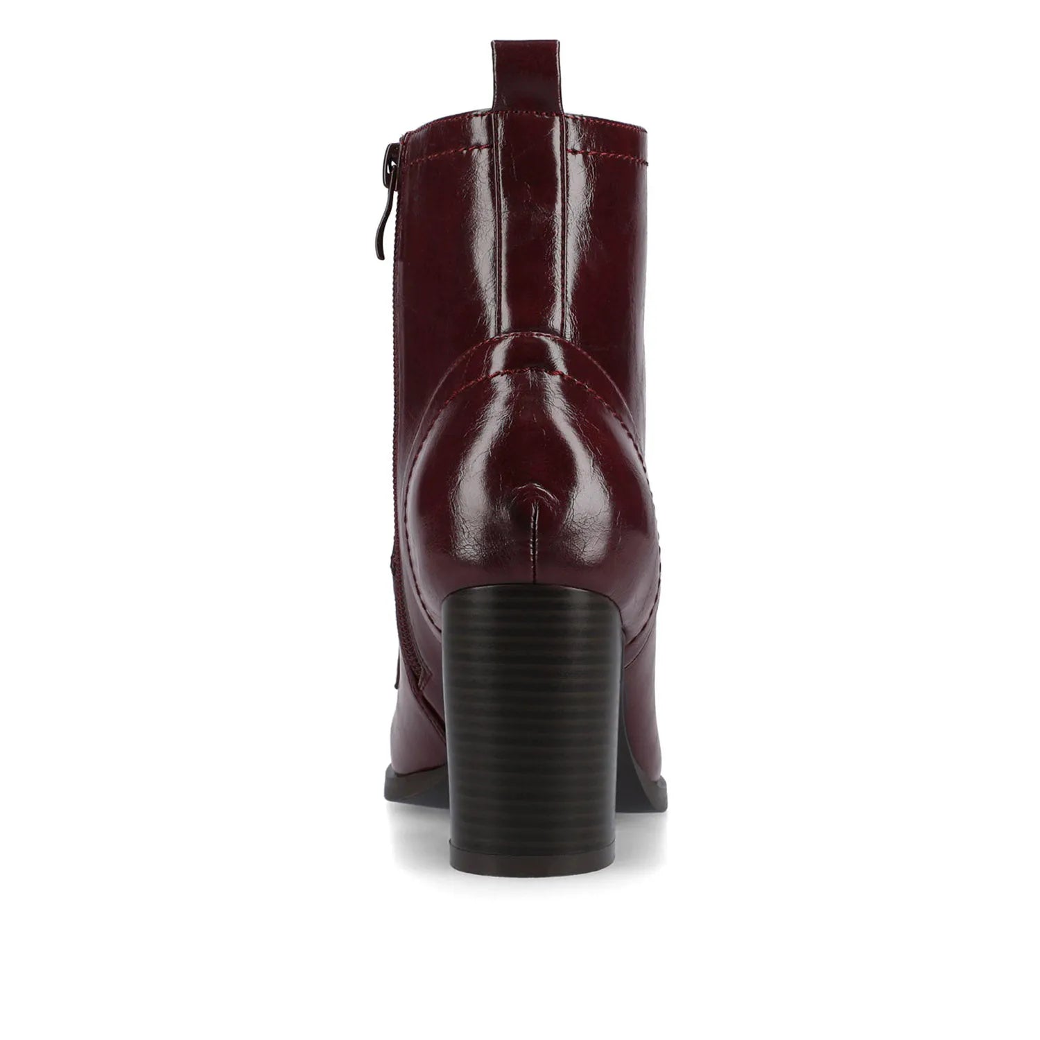 BAYLOR Wide-Calf Vegan Leather Lace-Up Booties in Oxblood Patent