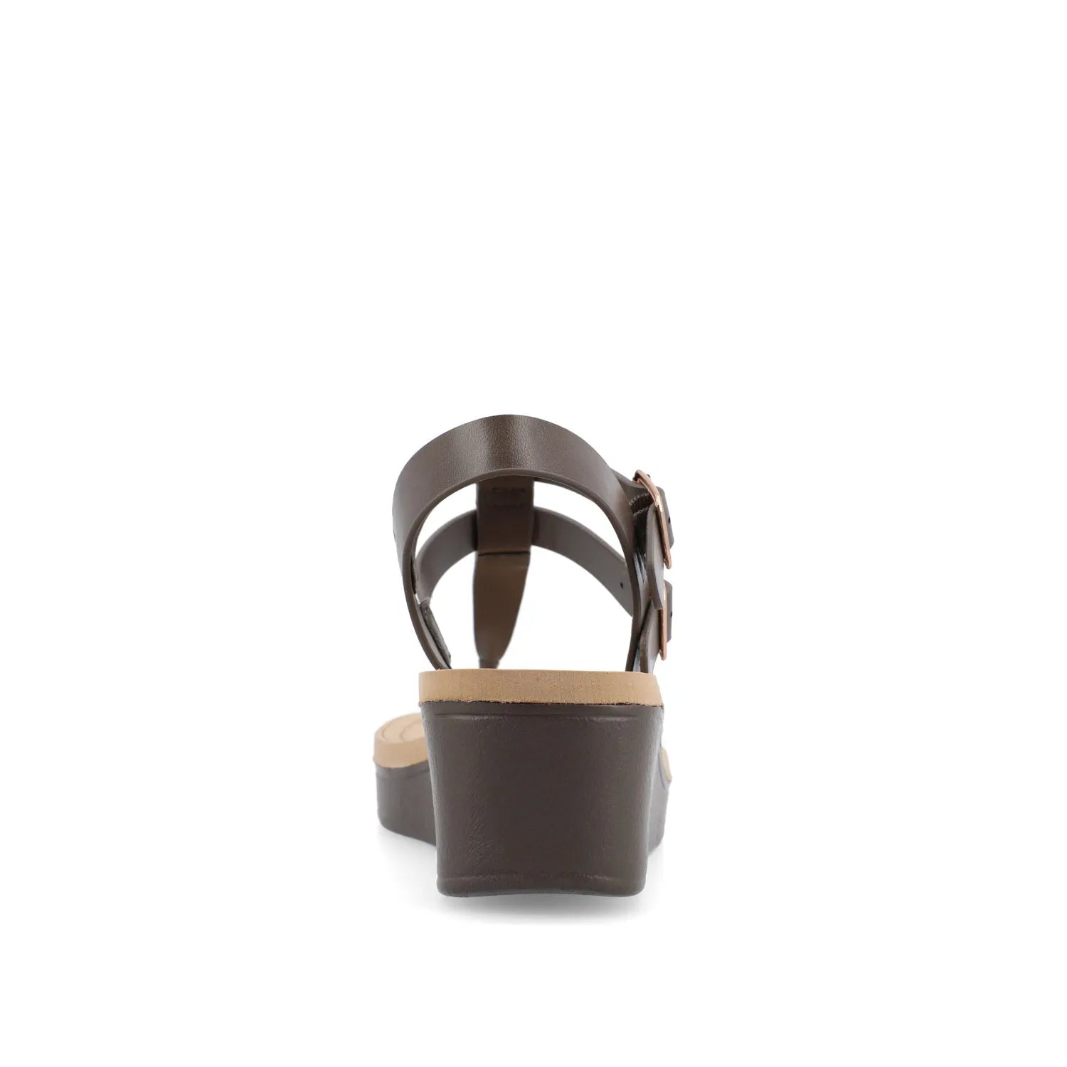 Bianca Wedge Heeled Sandals in Vegan Leather - Brown