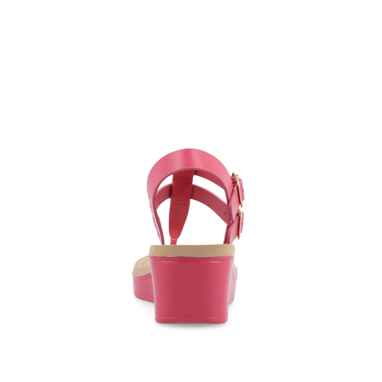 Bianca Wedge Heeled Sandals in Vegan Leather - Pink