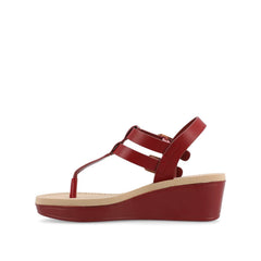 Bianca Wedge Heeled Sandals in Vegan Leather - Red