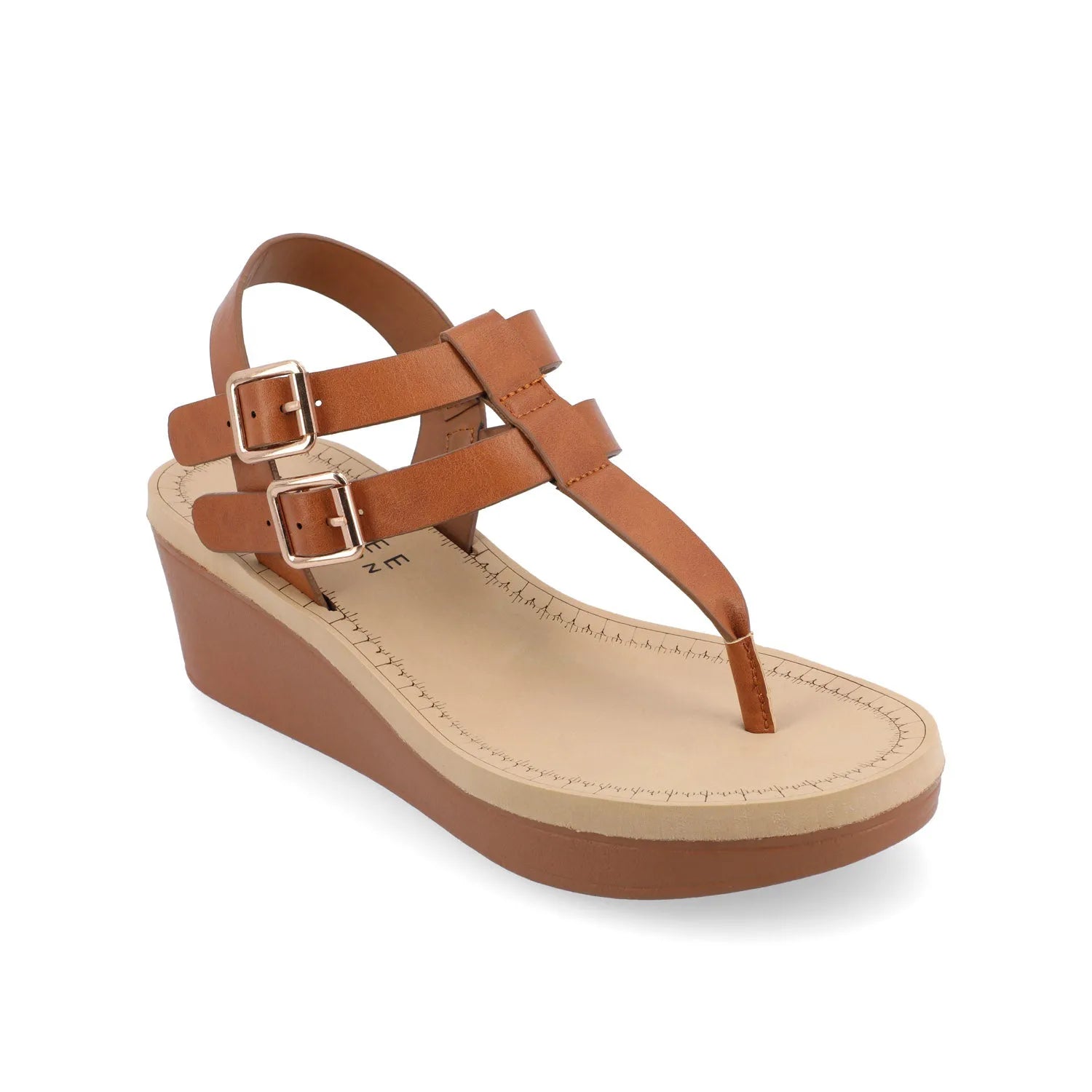 Bianca Wedge Heeled Sandals in Vegan Leather - Tan