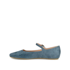 CARRIE FAUX SUEDE BALLET FLATS IN WIDE - Blue Faux Suede