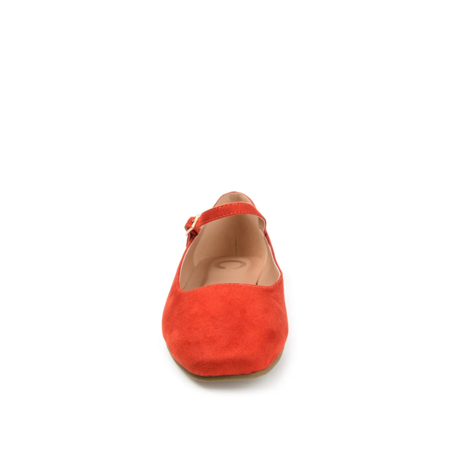Carrie Wide Fit Ballet Flats in Coral Faux Suede