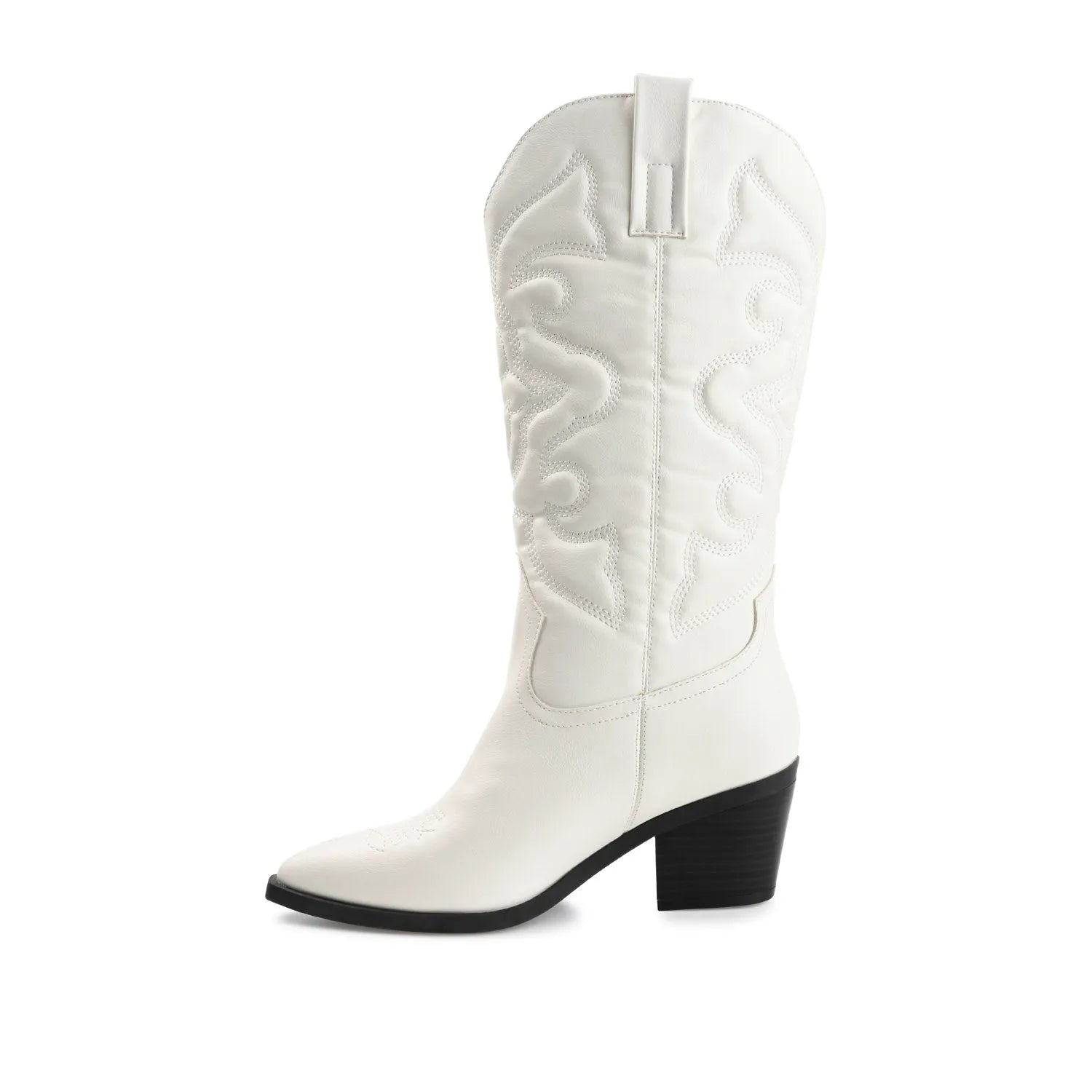 Chantry Cowgirl Wide Calf Vegan Leather Boots - White