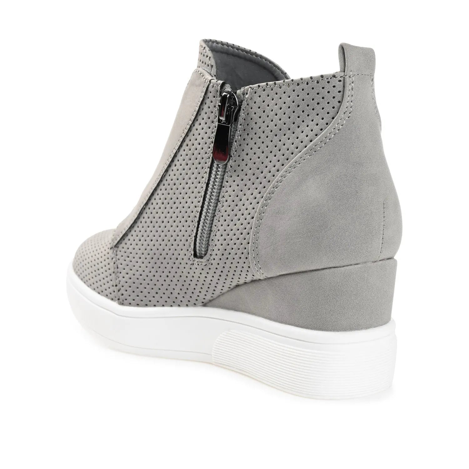 Clara Wide Wedge Heel Sneakers in Grey PU