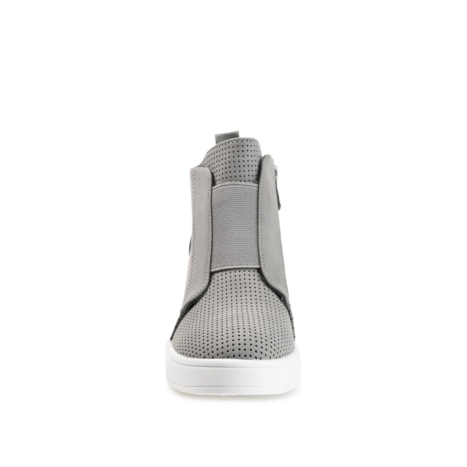 Clara Wide Wedge Heel Sneakers in Grey PU
