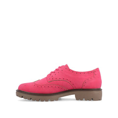Claudiya Oxford Loafer Flat in Pink Faux Suede