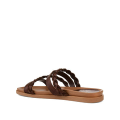 Colette Slide Sandals in Vegan Leather - Brown