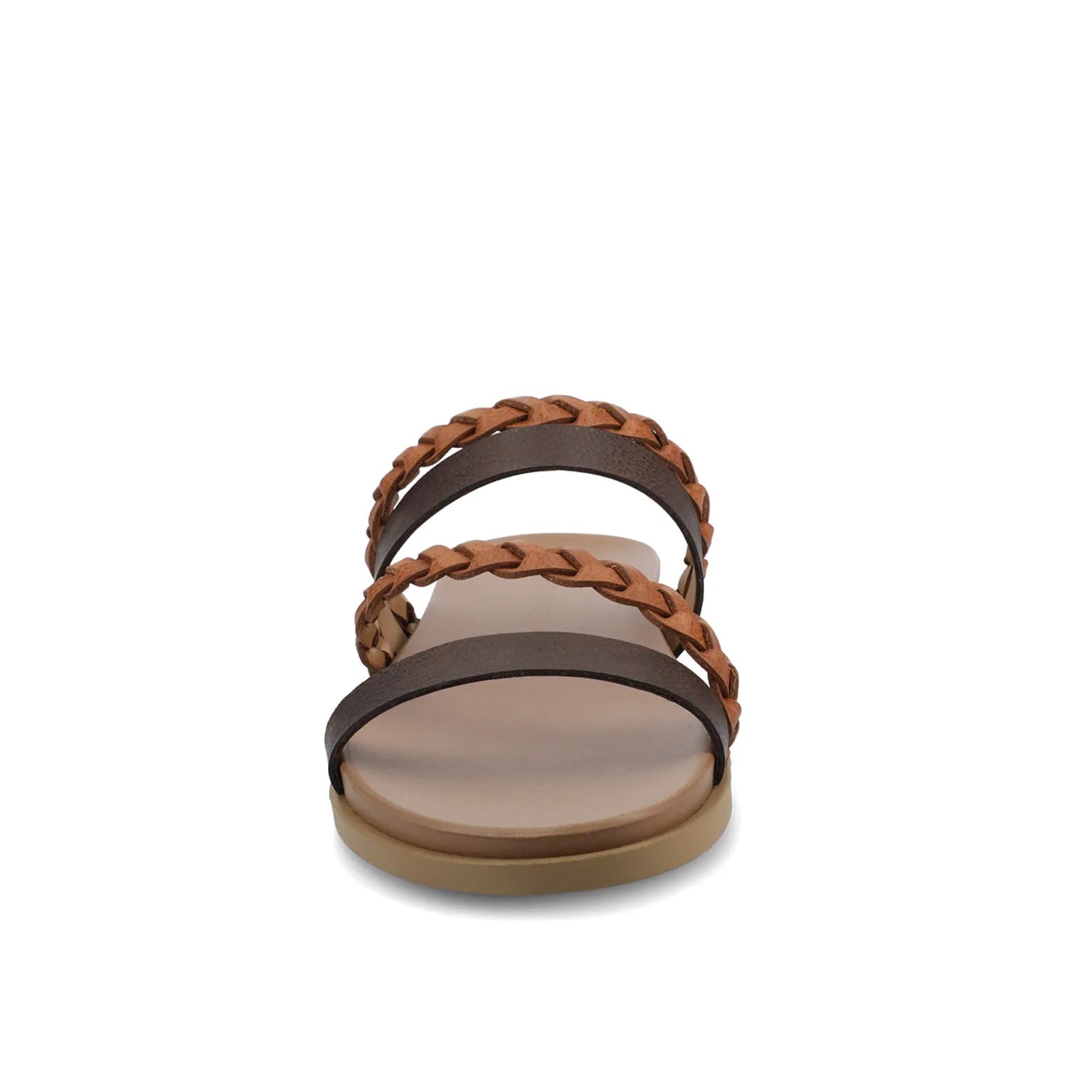 Colette Slide Sandals in Vegan Leather - Cognac
