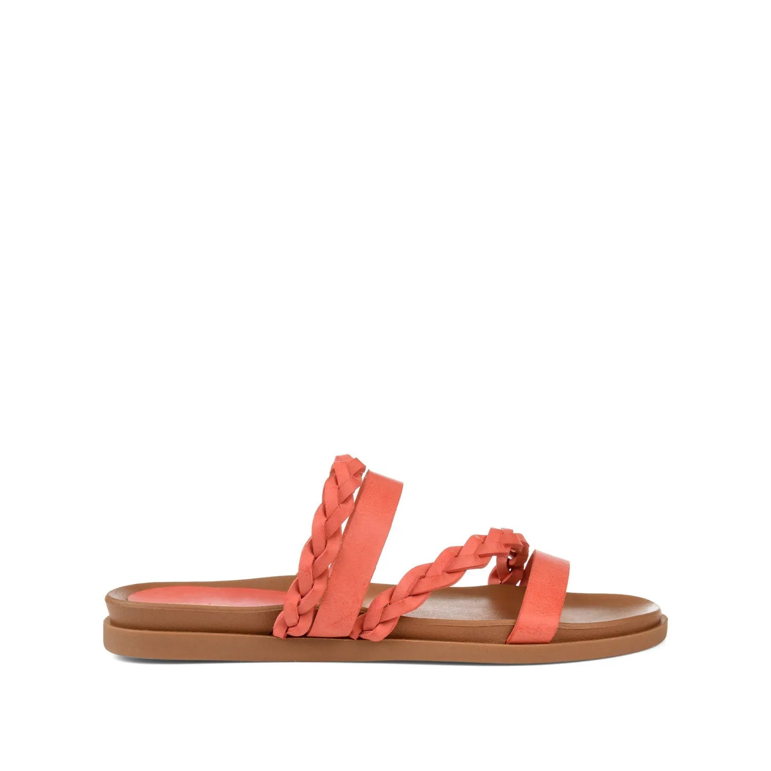 Colette Wide Slide Sandals in Coral