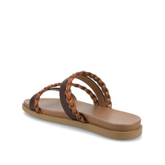 Colette Wide Slide Sandals in Cognac