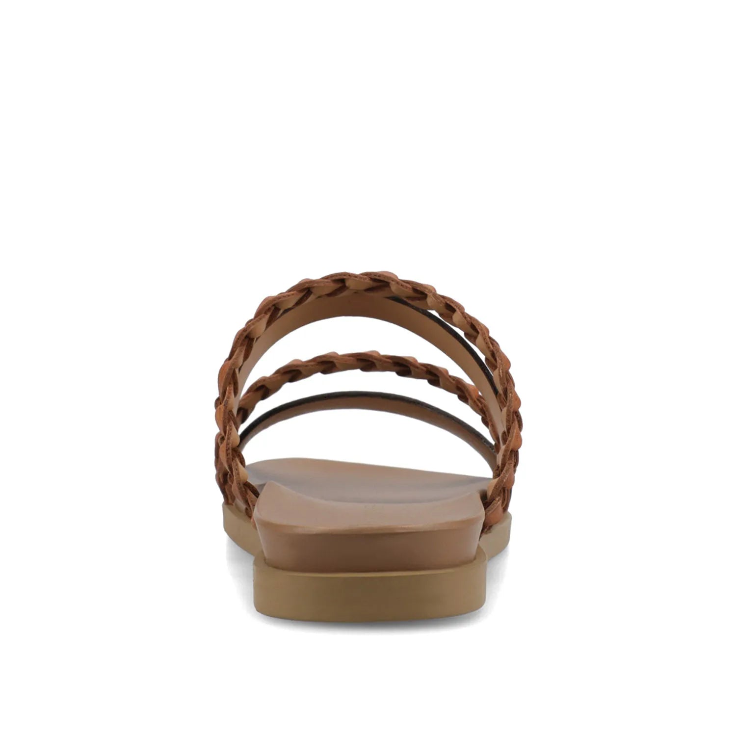 Colette Wide Slide Sandals in Cognac