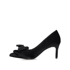 CRYSTOL Velvet Stiletto Pump Heels in Black