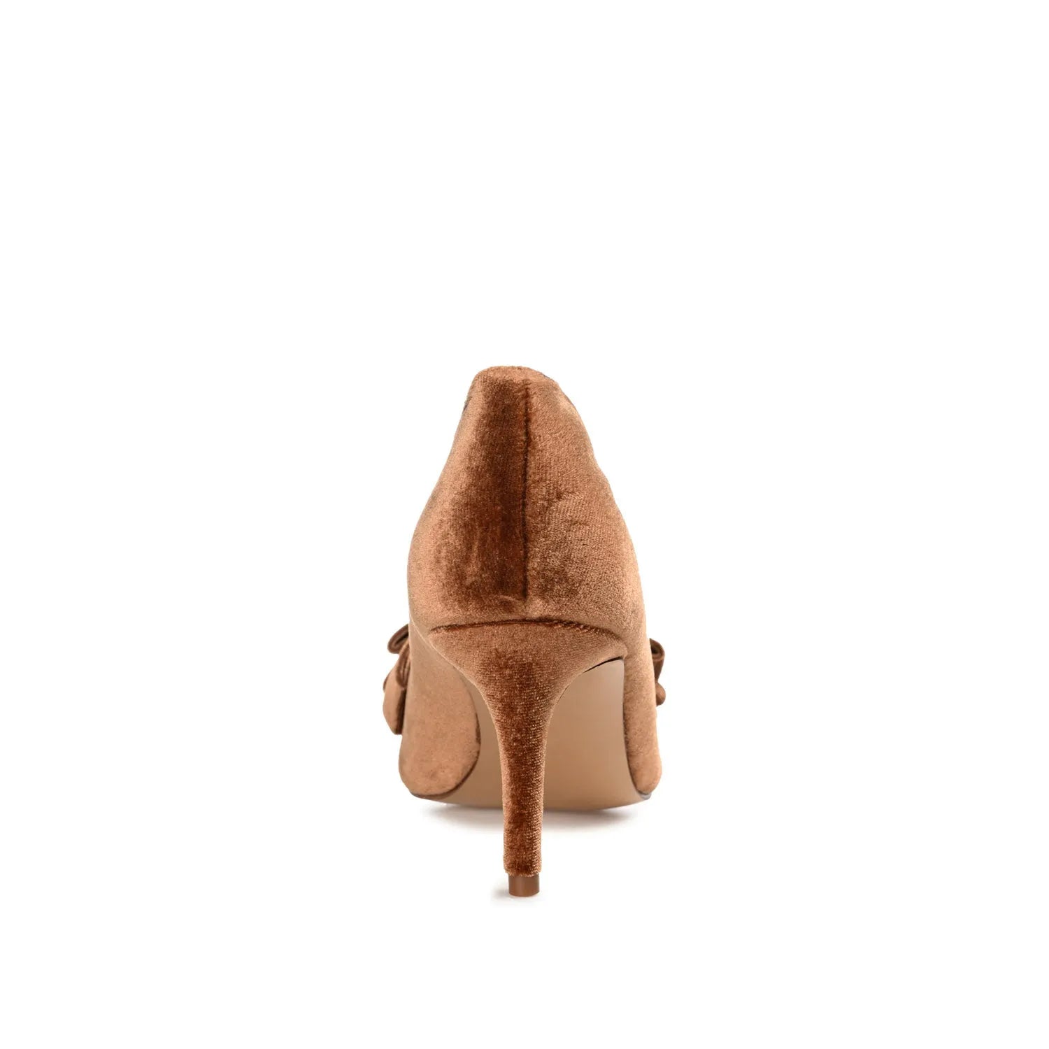 CRYSTOL Velvet Stiletto Pump Heels - Brown