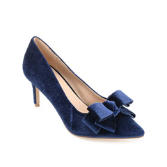 CRYSTOL Stiletto Pump Heels in Velvet - Navy Nubuck