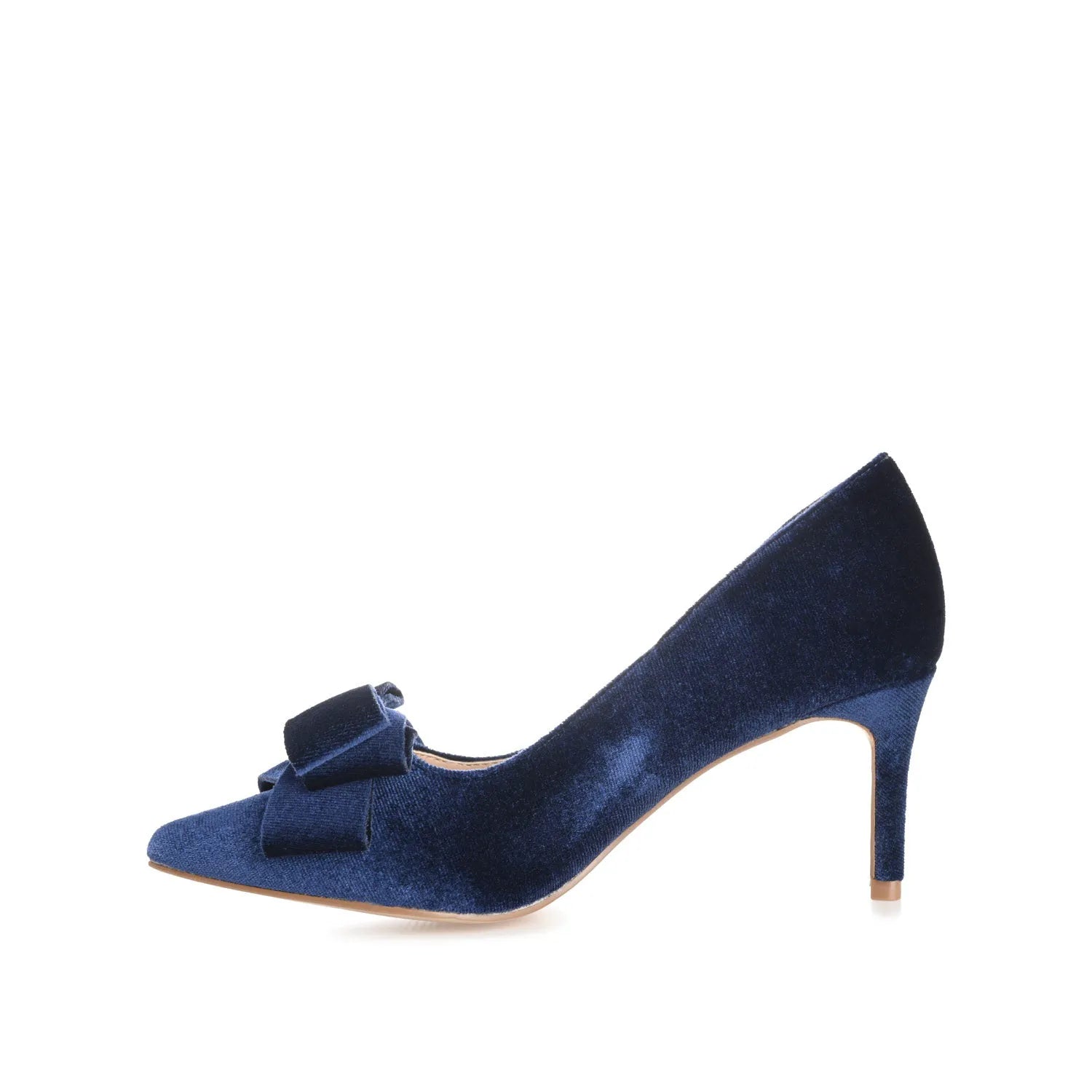 CRYSTOL Stiletto Pump Heels in Velvet - Navy Nubuck