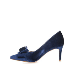 CRYSTOL Stiletto Pump Heels in Velvet - Navy Nubuck