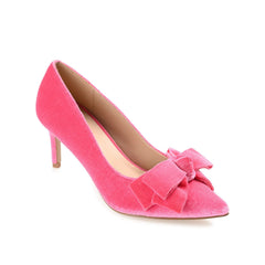 Crystol Velvet Stiletto Pumps - Pink