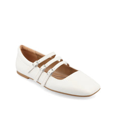 DARLIN WIDE VEGAN LEATHER FLATS - White