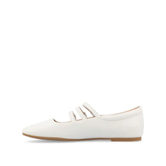 DARLIN WIDE VEGAN LEATHER FLATS - White
